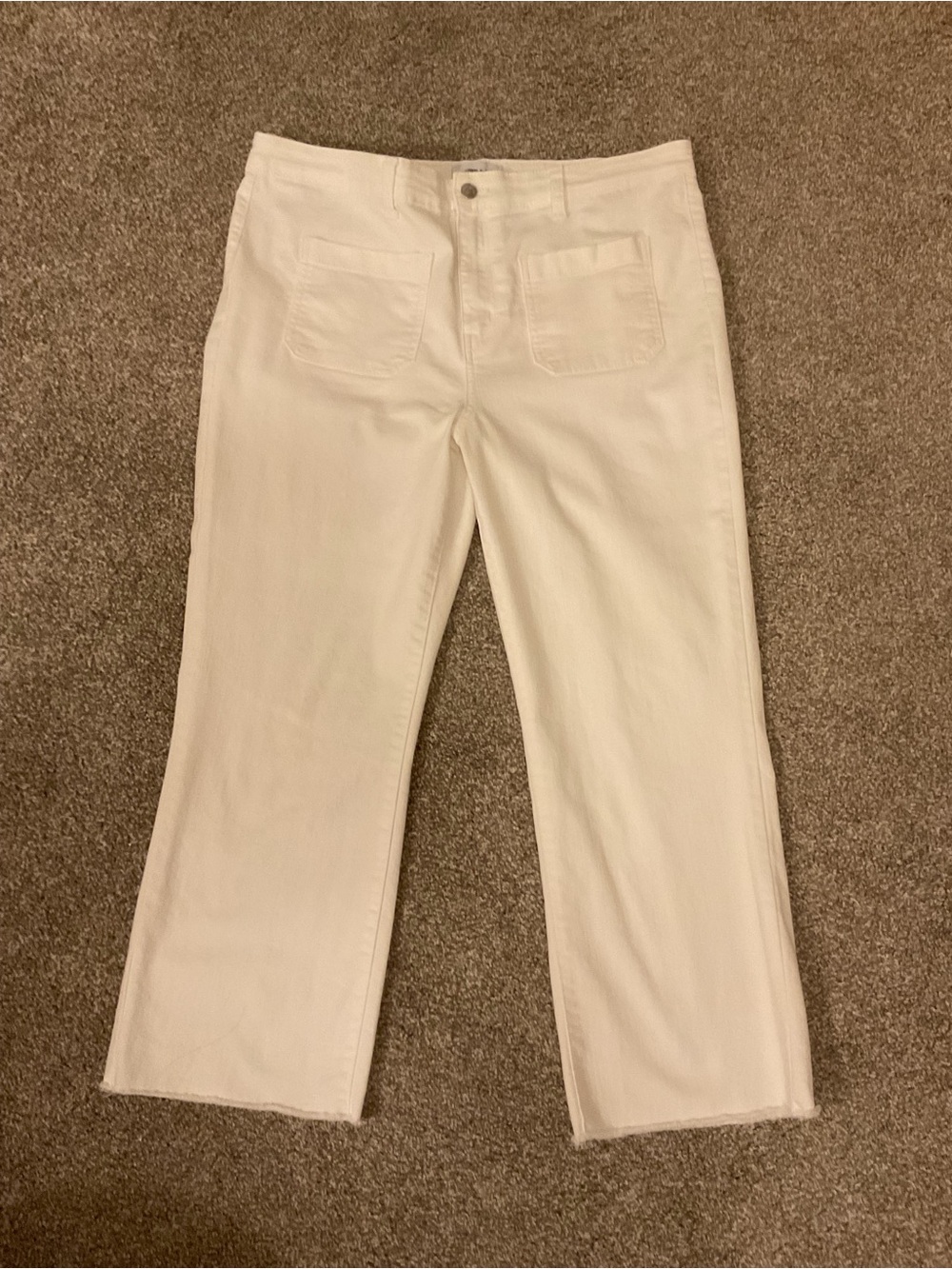 Crown & Ivy Women's Patch Pocket High-Rise Flare Denim Pants EUC Size 16